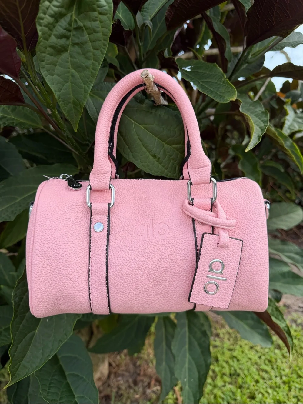ALO Yoga Pink Mini Barrel Bag with Branded Tag and Wallet